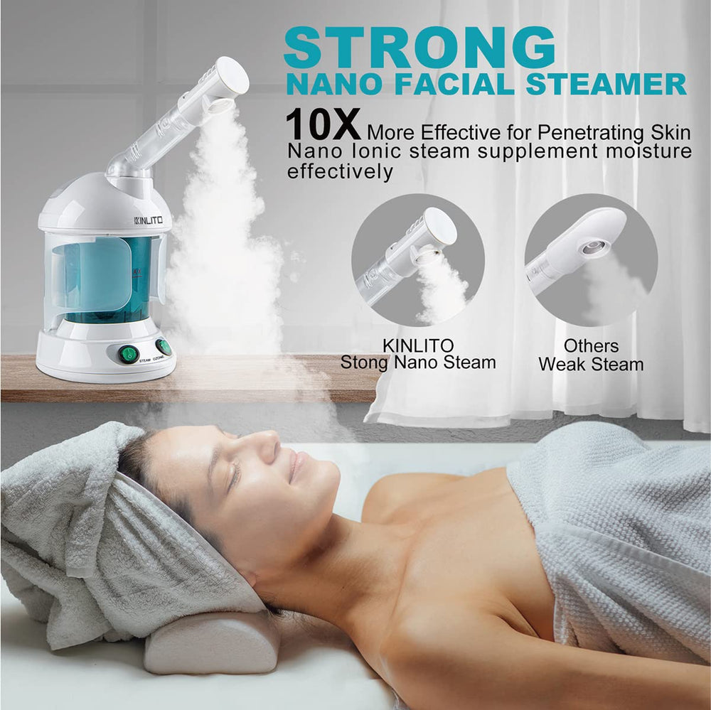 Kinlito vaporizador con ozono para limpieza facial eficaz.