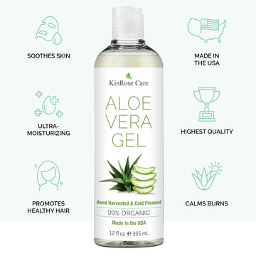 KinRose Care Aloe Vera Gel para la piel, calma y humectación ligera