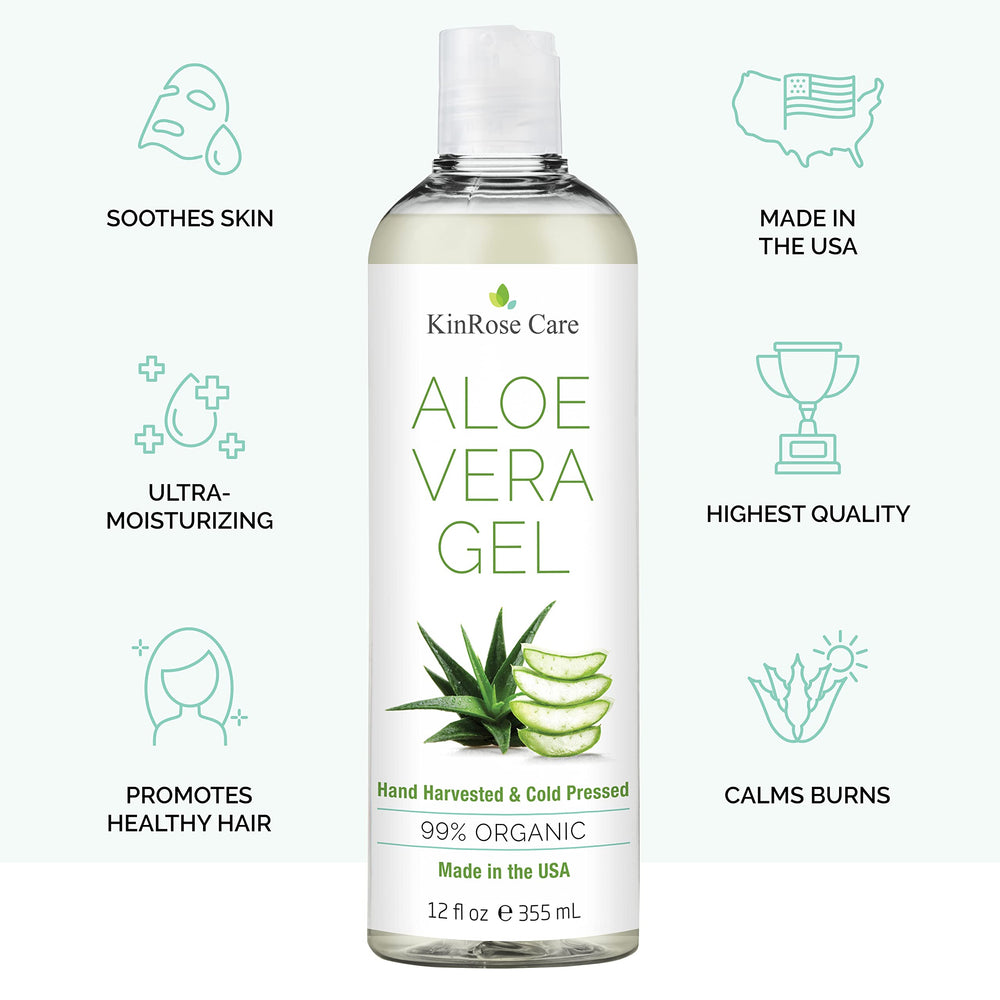 KinRose Care Aloe Vera Gel para la piel, calma y humectación ligera