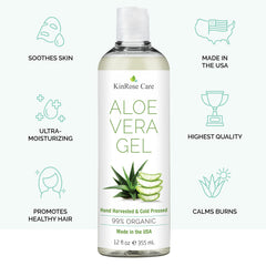 KinRose Care Aloe Vera Gel para la piel, calma y humectación ligera