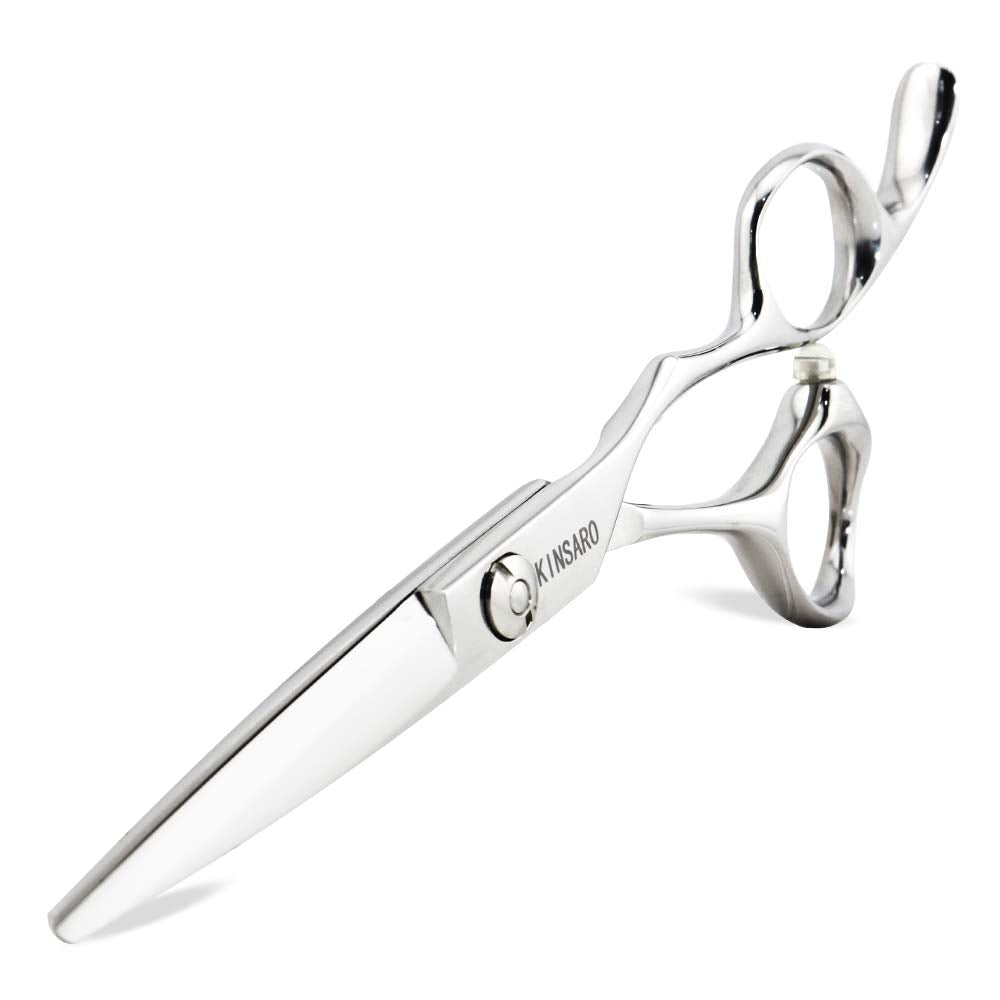 Tijeras KINSARO Barbero profesional con cuchillas convexas para cortes precisos.