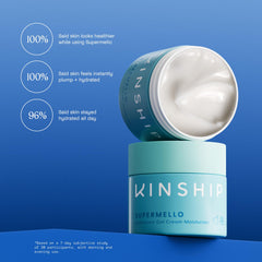 Kinship Supermello textura gel ligera ofrece alivio refrescante para piel sensible.