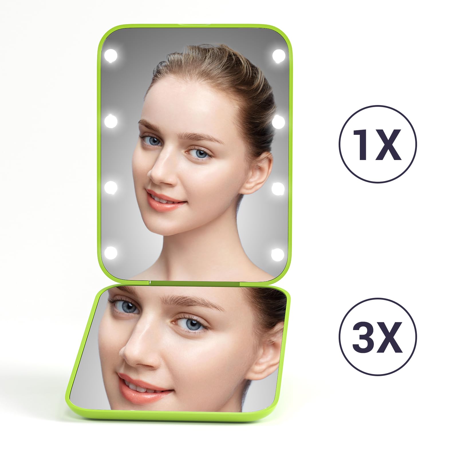 Kintion espejo-bisagra 180 grados para uso cómodo en mano.