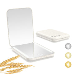 Kintion Espejo de bolsillo recargable, vista frontal, luz clara para retoques de maquillaje.