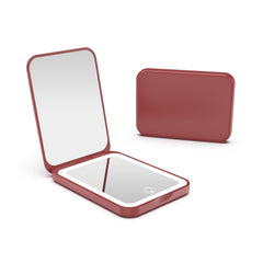 Kintion Espejo de bolsillo con luz de 3 colores para retoques precisos en maquillaje