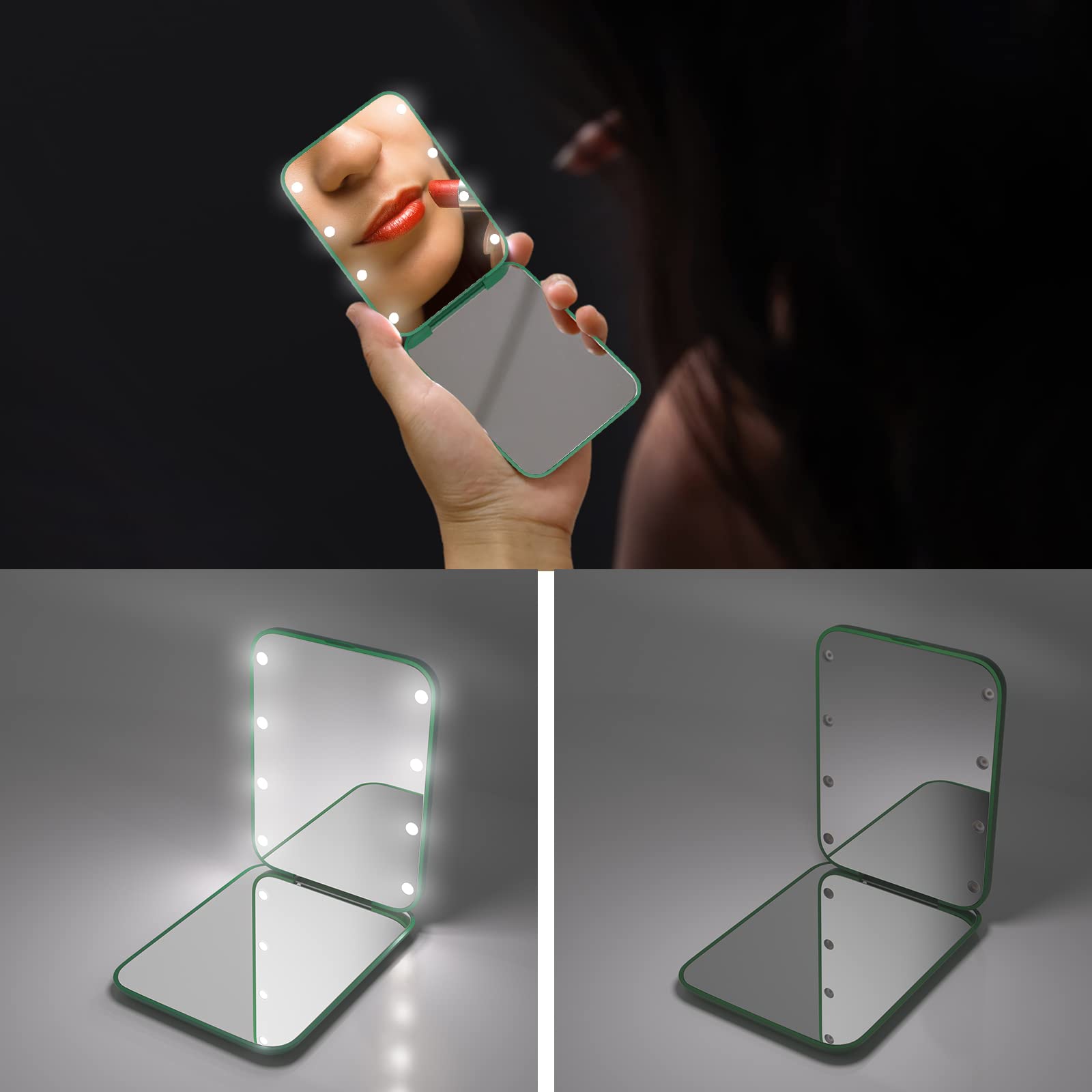 Kintion Espejo de doble caras con iluminación para maquillaje detallado