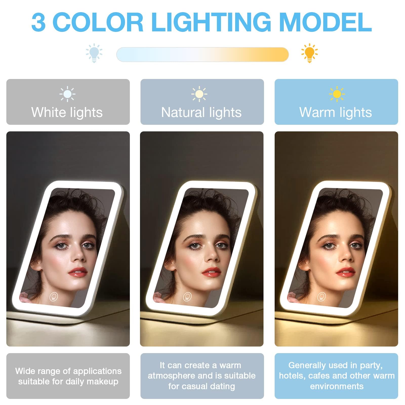 Kintion, espejo con 3 tonos de luz para diferentes ambientes