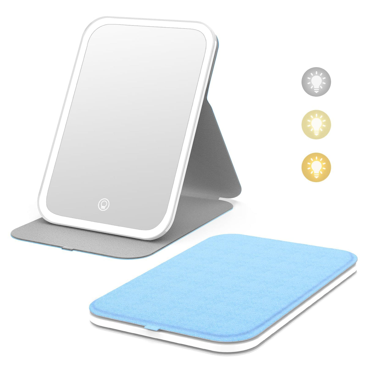 Kintion, espejo de maquillaje con luz LED para retoques en casa