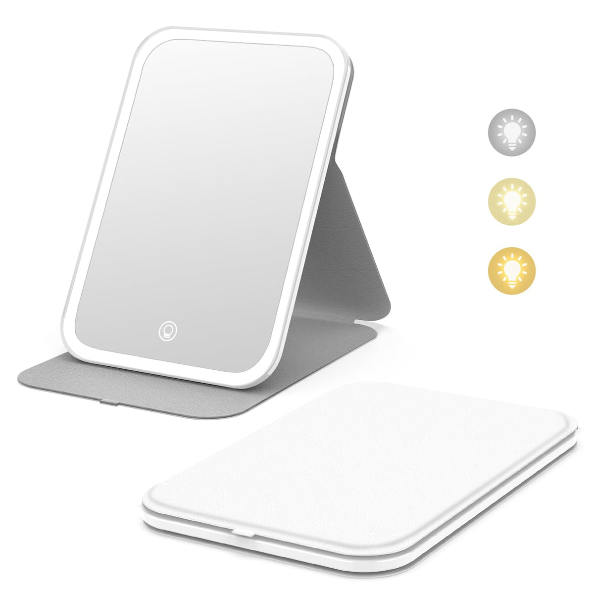 Kintion espejo maquillaje portátil con luz LED para retoques sobre la marcha.