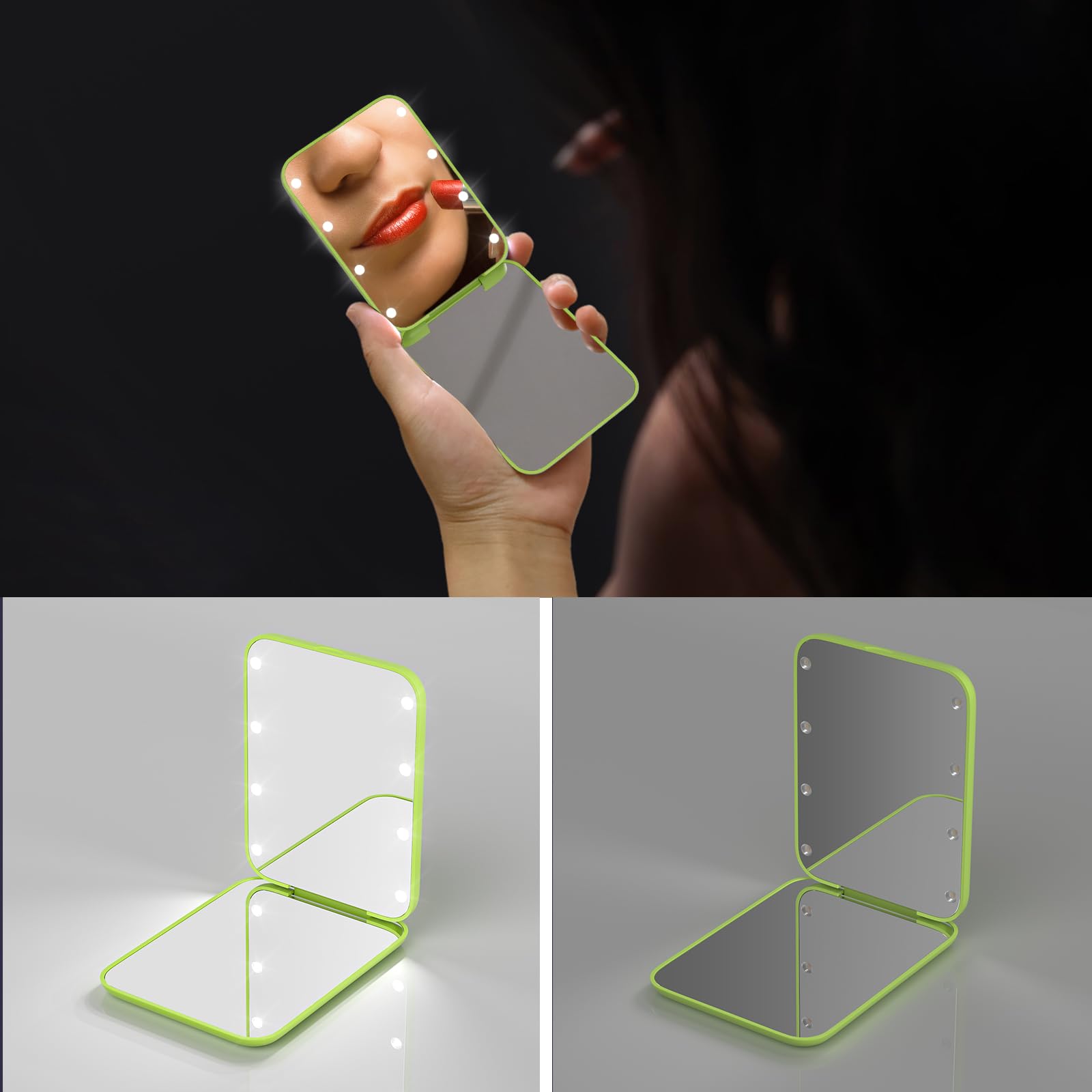 Kintion espejo-portátil para bolso, ideal para retoques.