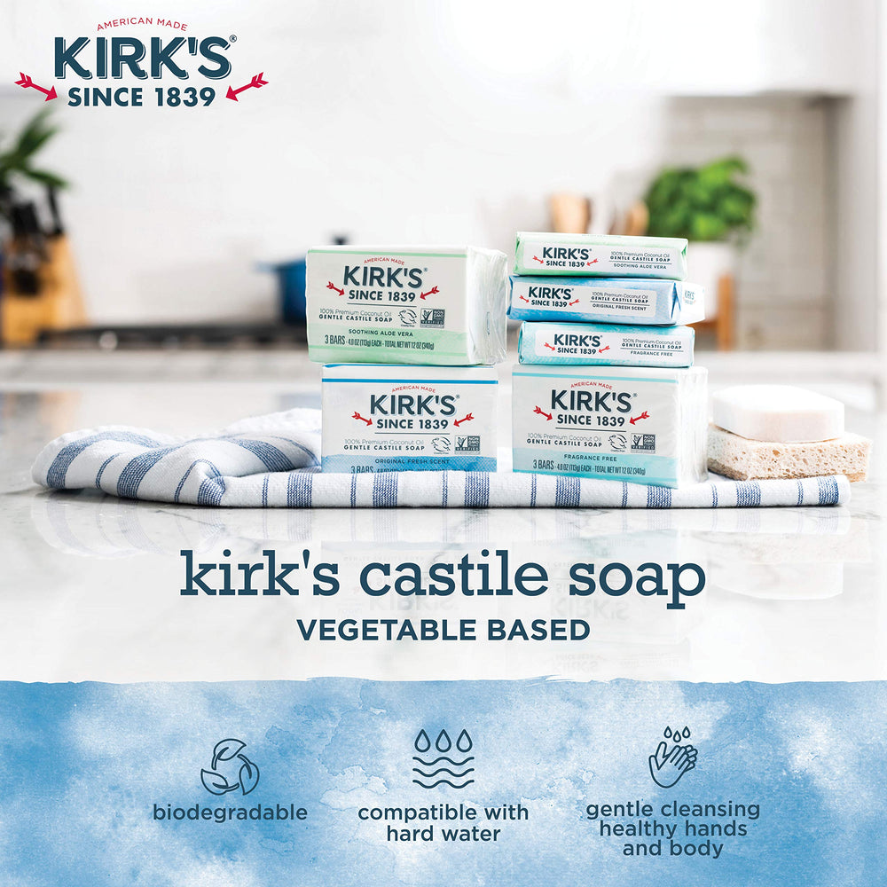 Textura suave Kirk's Coco Castilla, sensación reconfortante en piel sensible.