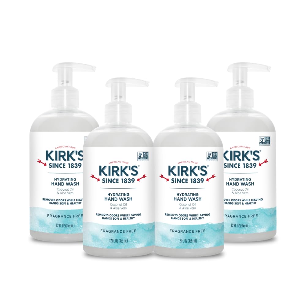 Kirk’s Hydratant mains, bouteille pompe, hydratation durable pour les mains sèches.