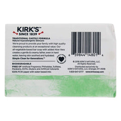 Jabón Kirk's Original Coco Castile, aroma natural para baño.