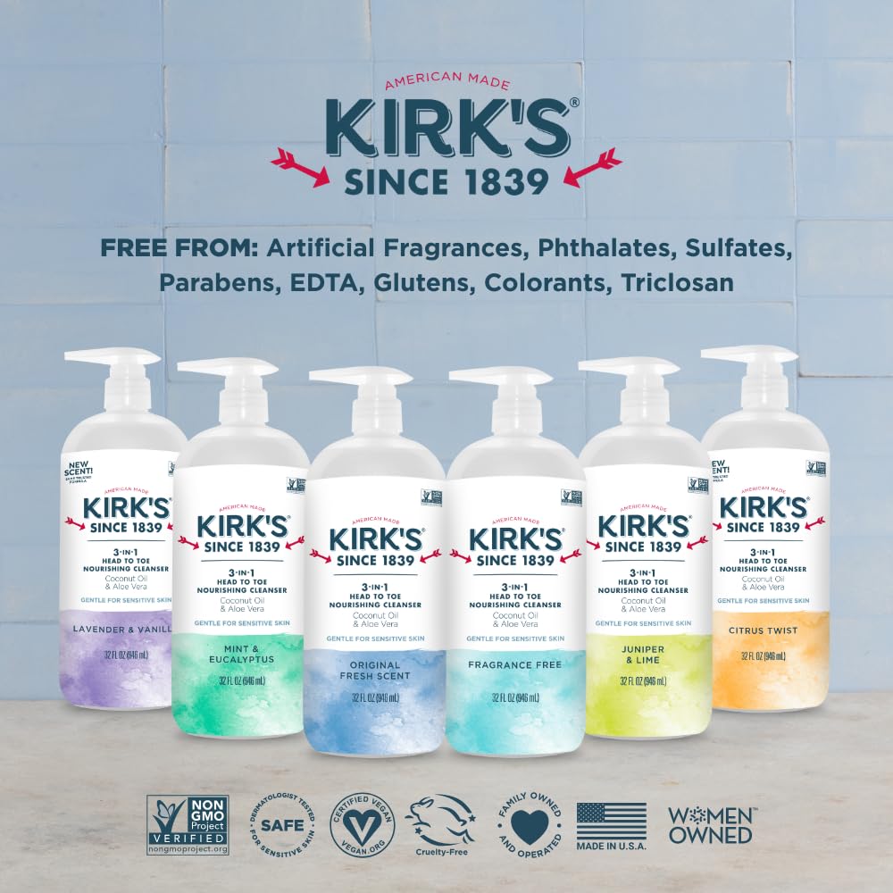 Kirk's sin parabenos ni gluten, opción vegana para cuidado diario.