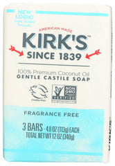 Kirk's Castile jabón barra con aceite de coco, suave para la piel sensible.