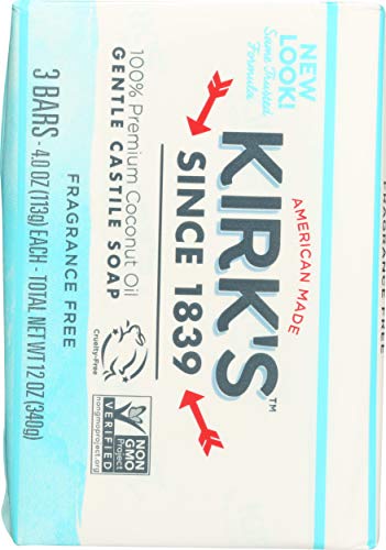 Kirk's Castile jabón sin fragancia, ideal para uso diario.