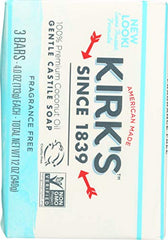Kirk's Castile jabón sin fragancia, ideal para uso diario.