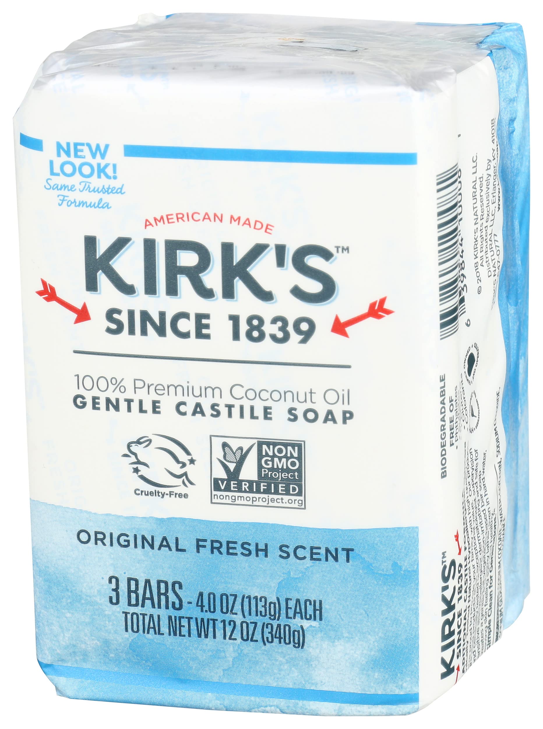 Kirk's Jabón de Castilla Original, uso-cuerpo, limpieza diaria y natural.