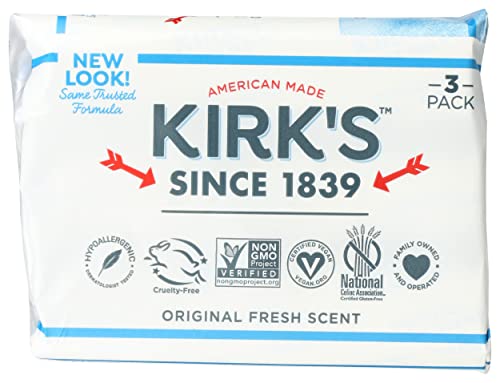 Kirk's Jabón de Castilla Original, uso-ducha, limpieza suave para el cuerpo.