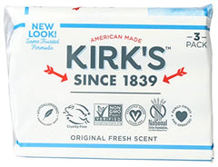 Kirk's Jabón de Castilla Original, uso-ducha, limpieza suave para el cuerpo.