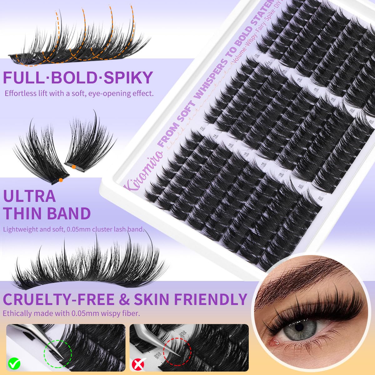 Kiromiro Lash Clusters volumen de fantasía para looks versátiles