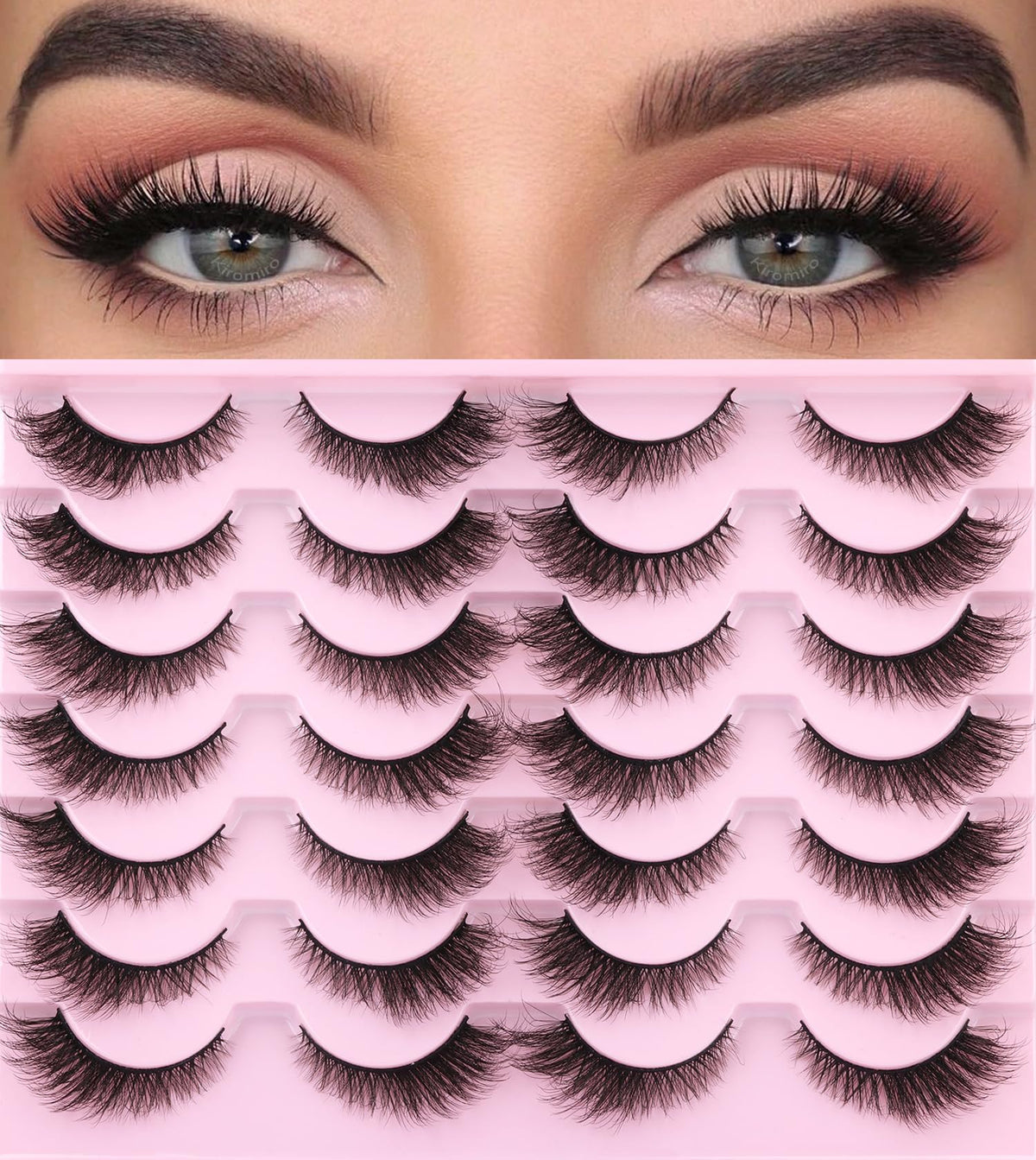 Kiromiro Pestañas natural 6D Fox Eye, volumen suave para look diario