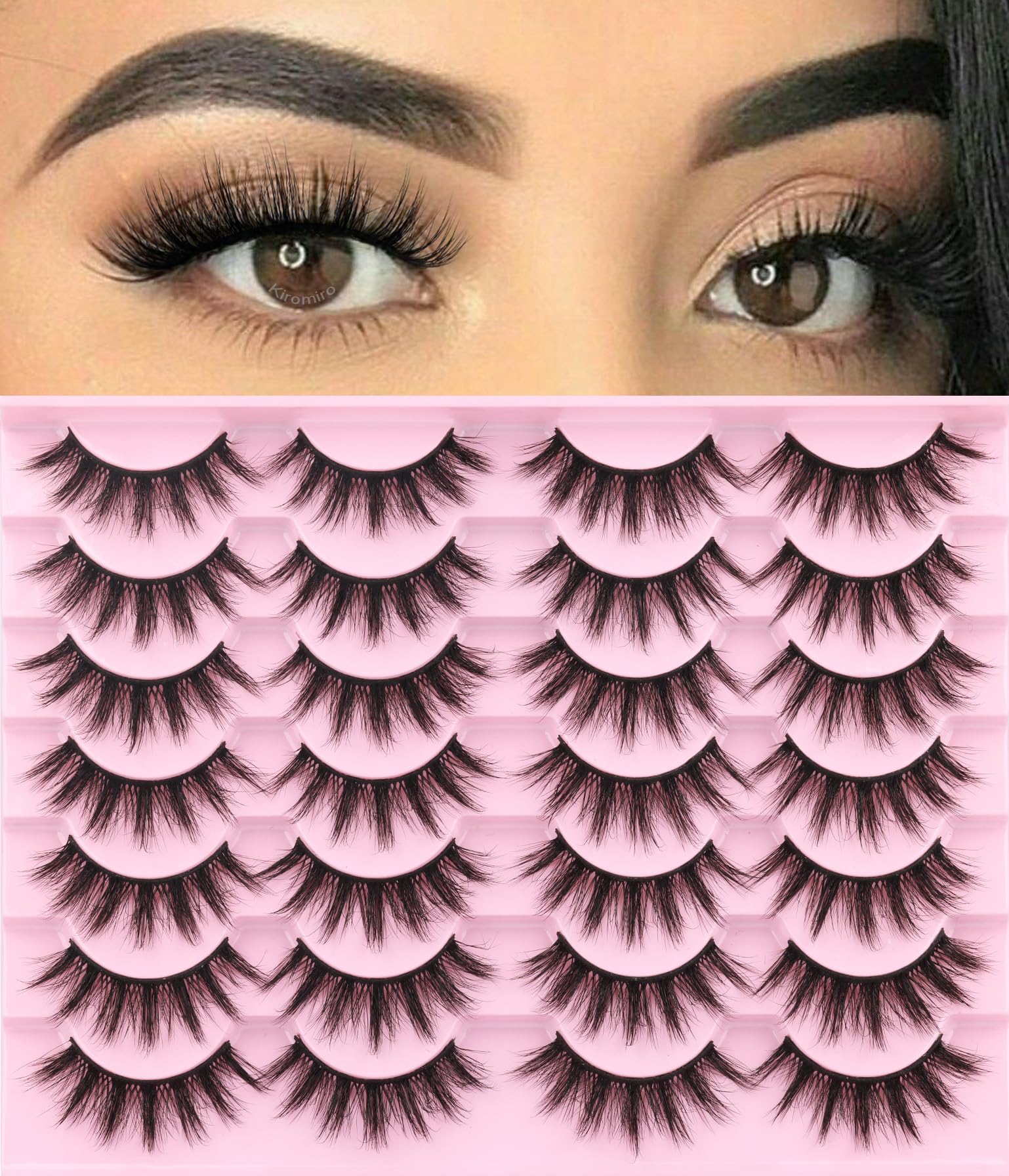 Kiromiro pestañas wispy 6D con volumen duradero para un look destacado