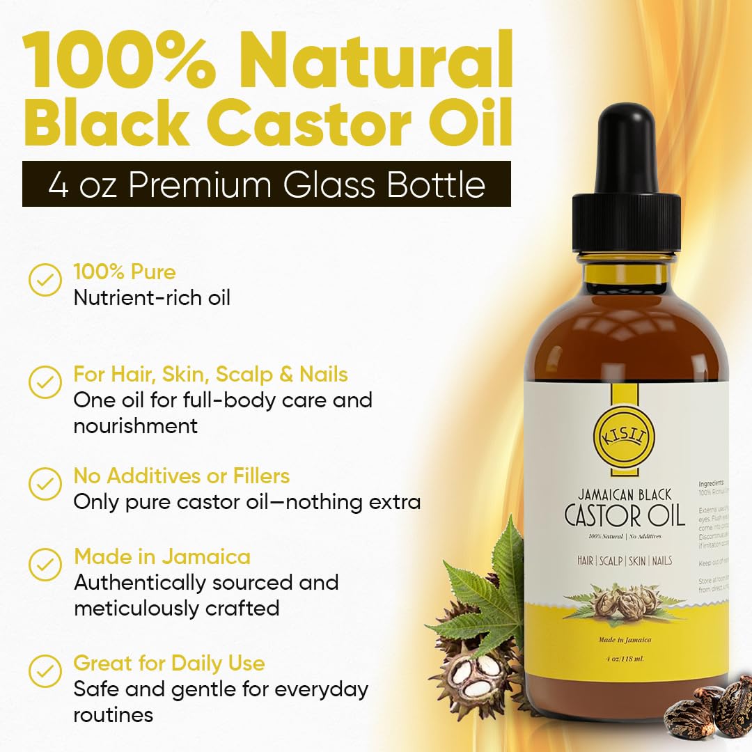 Kisii Aceite de Ricino Negro Jamaicano masajeando cuero cabelludo para nutrición