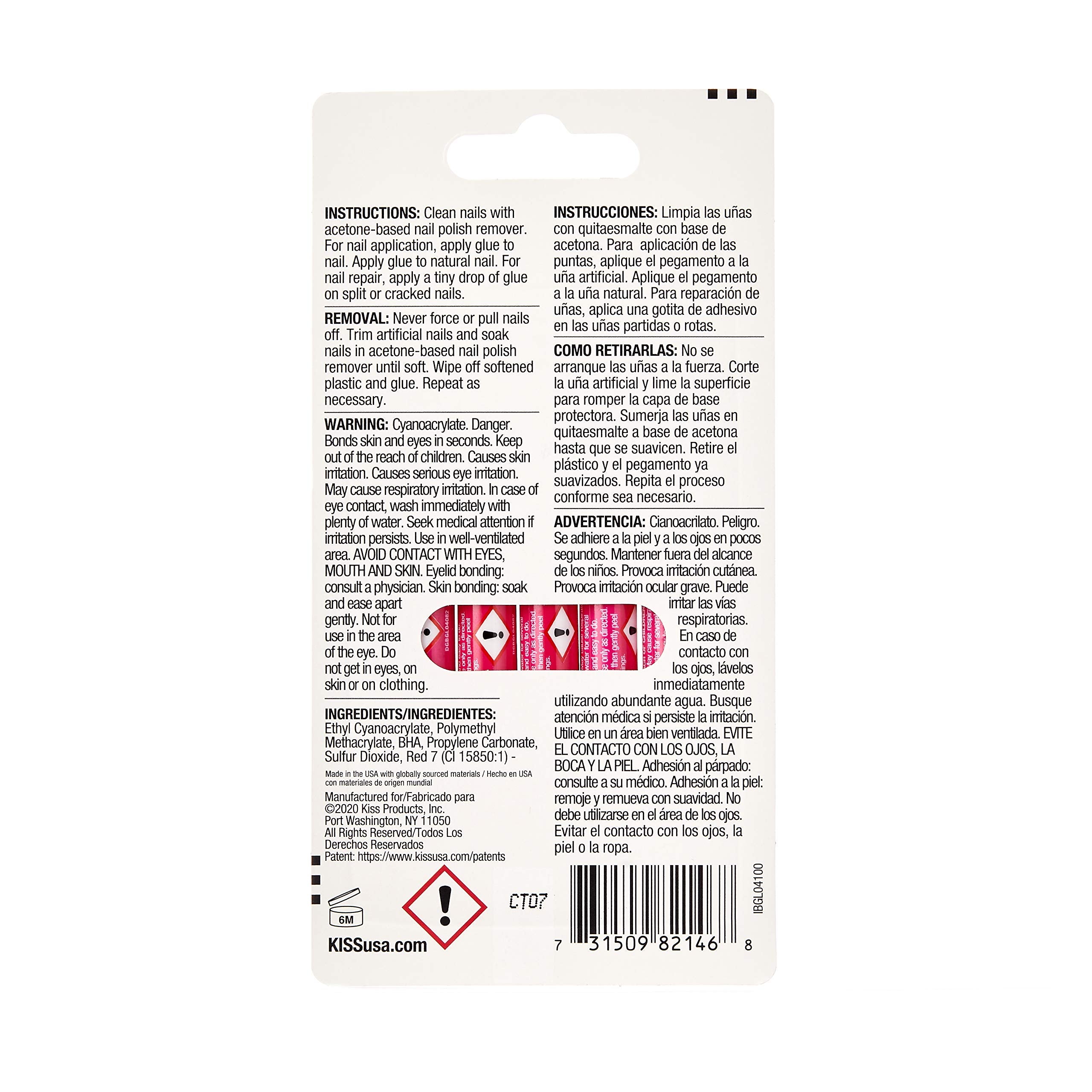 KISS gel rosado para uñas, envase práctico para una aplicación rápida.