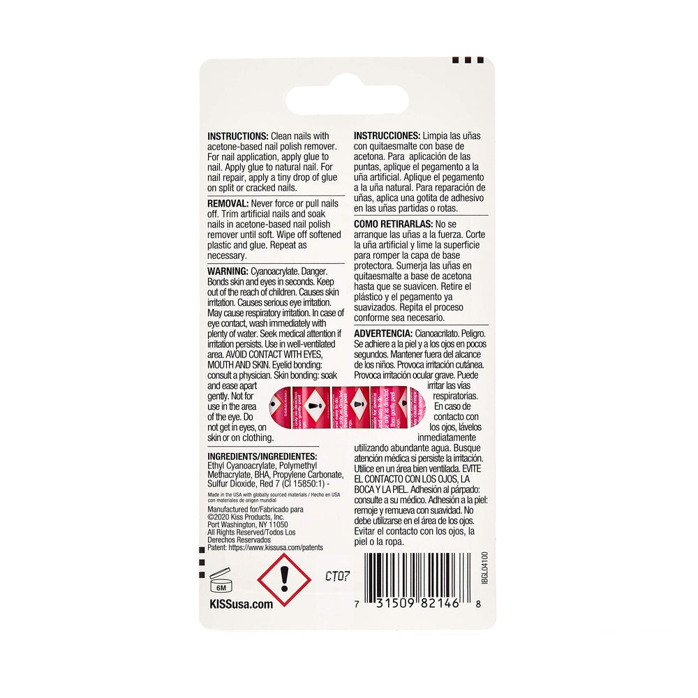 KISS gel rosado para uñas, envase práctico para una aplicación rápida.