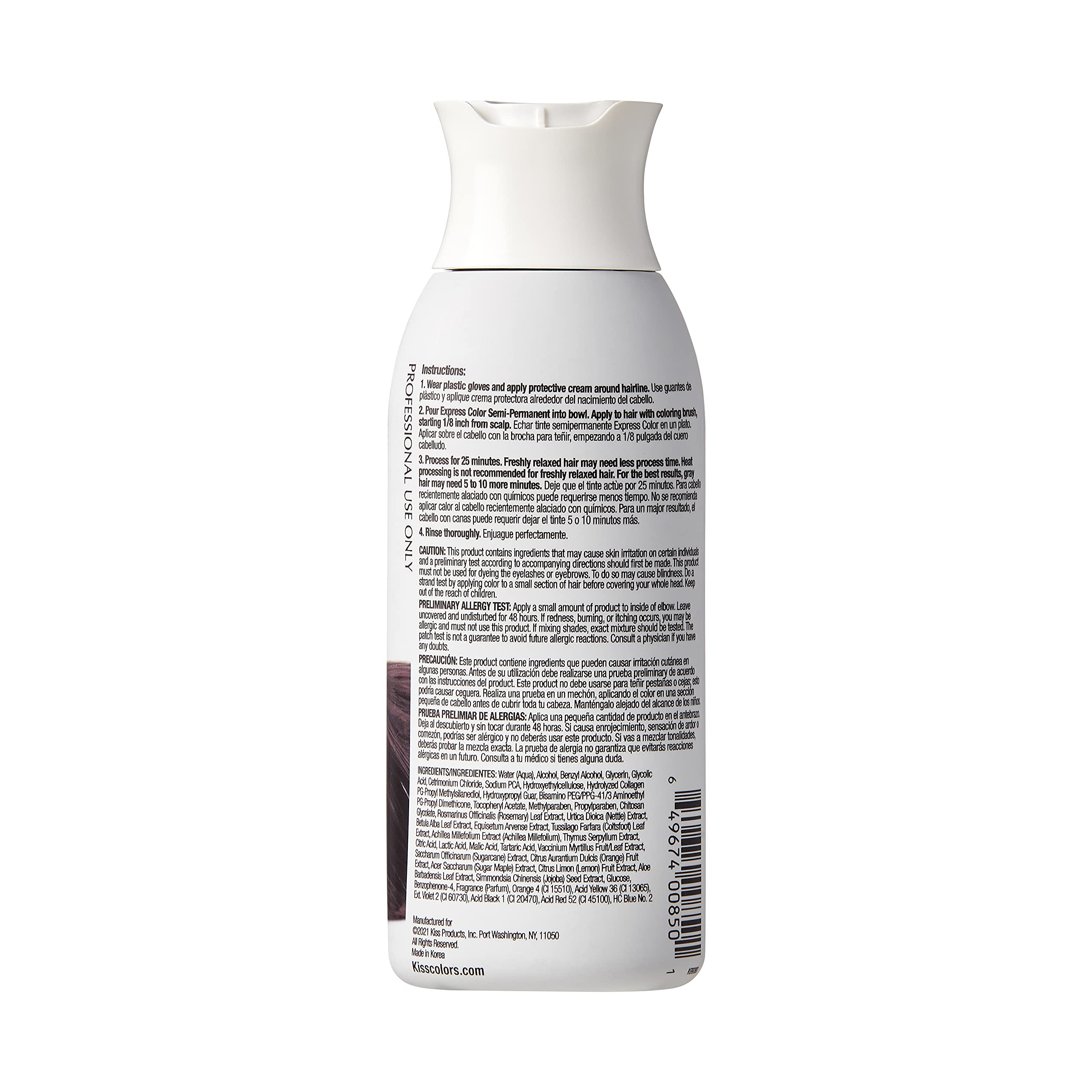 Kiss Express Color #K99 negro intenso – aplicación uniforme tras decoloración para resultados naturales.