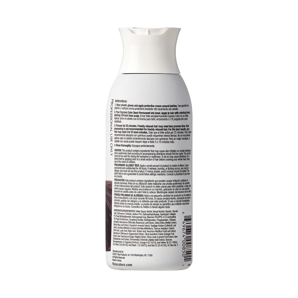 Kiss Express Color #K99 negro intenso – aplicación uniforme tras decoloración para resultados naturales.