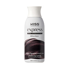 Kiss Express Color #K99 negro intenso – botella lista para aplicar con tono intenso.