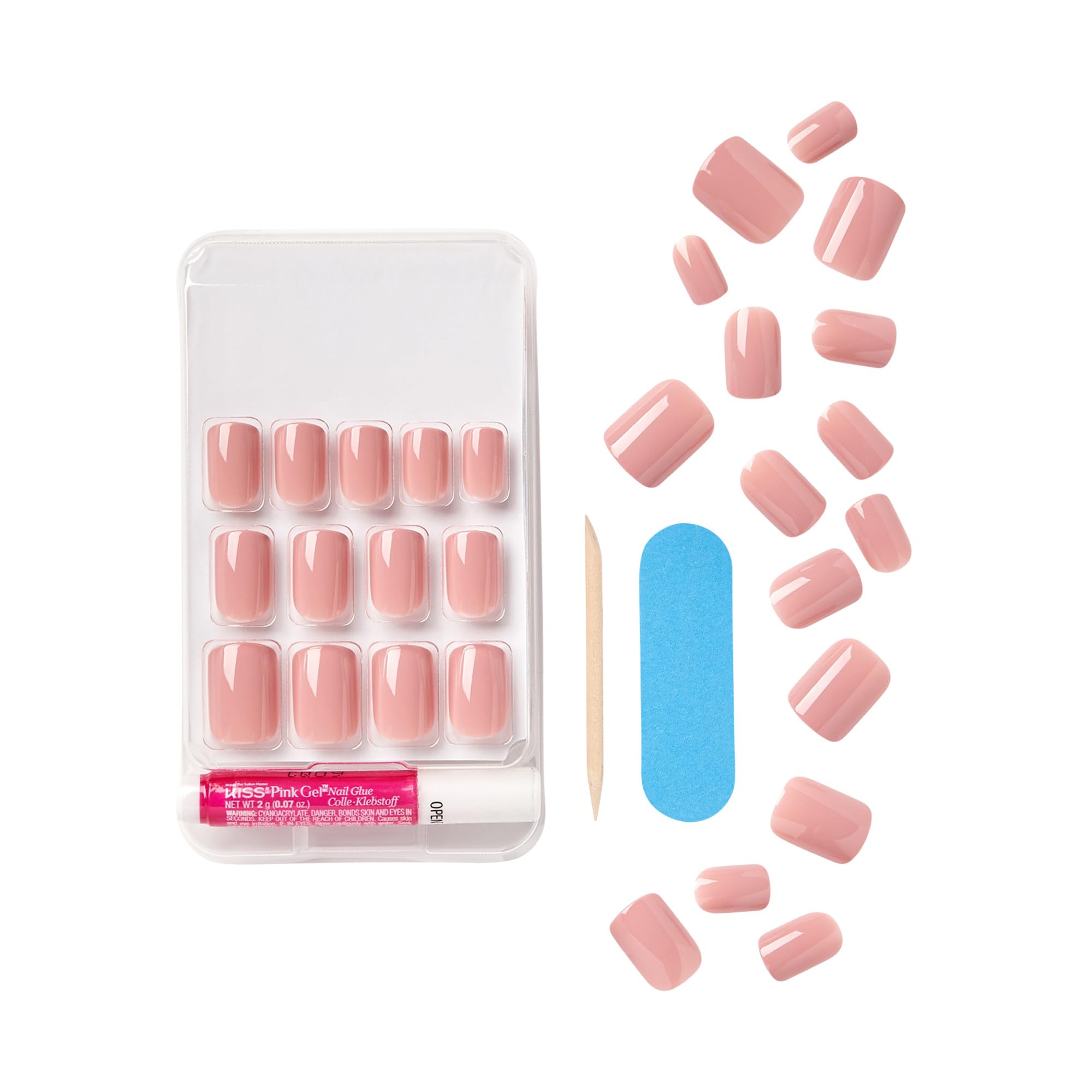 KISS Gel Fantasy Ribbons, diseño rosa elegante para uñas pulidas y modernas.