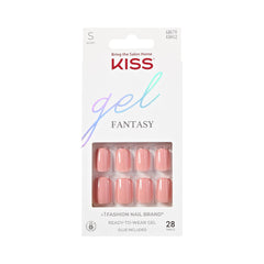 KISS Gel Fantasy Ribbons, uñas rosa brillantes para un look rápido y pulido.