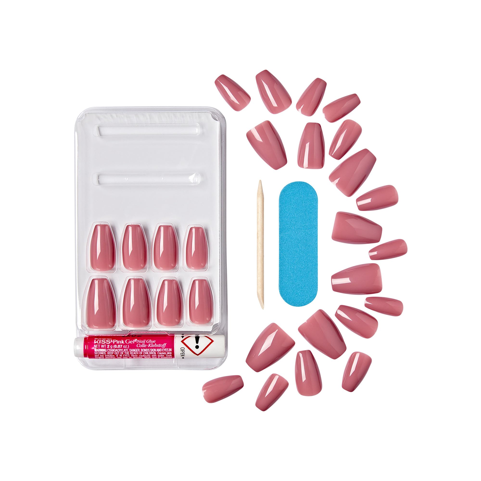 Uñas rosa mediano en forma coffin para estilo diario.