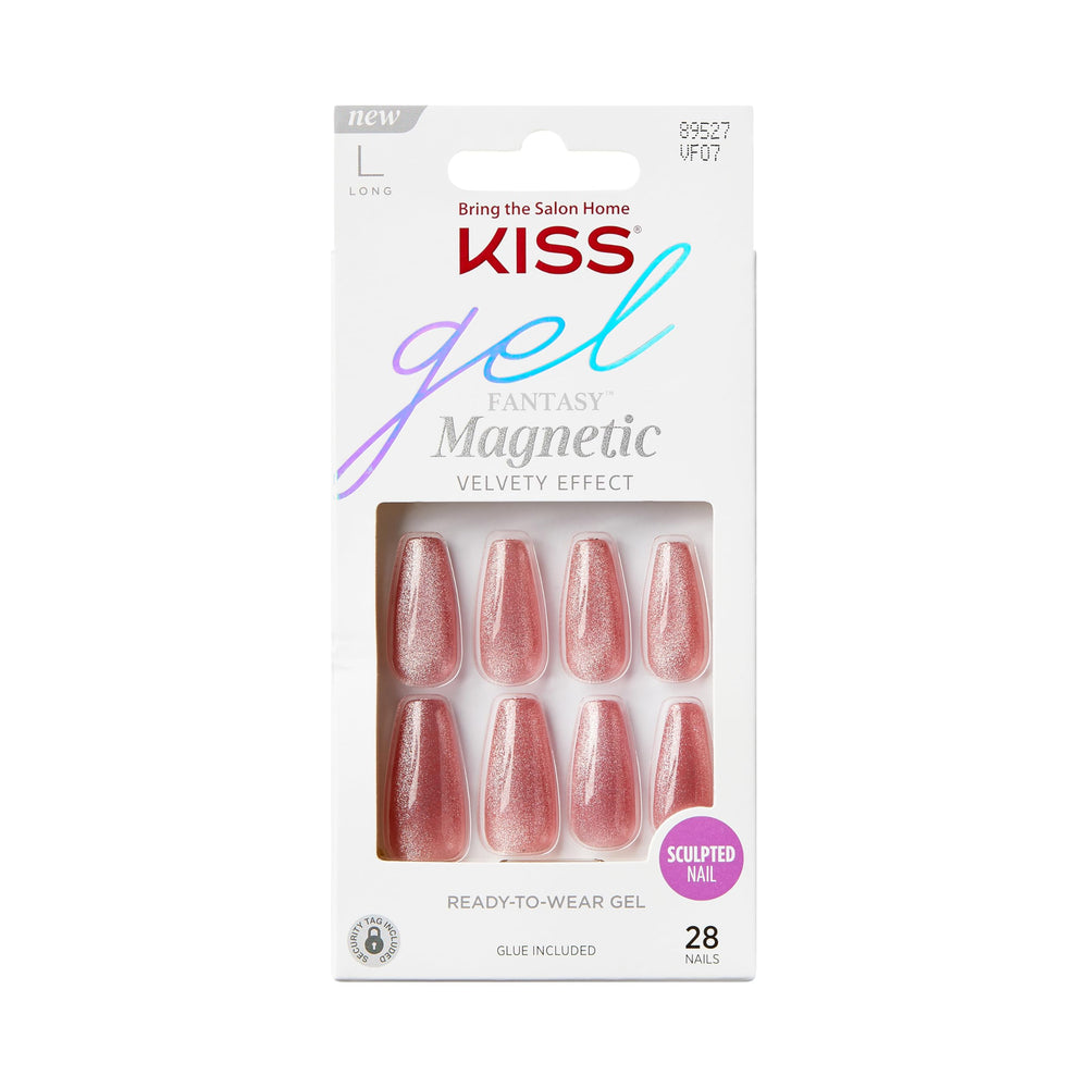 KISS Gel Fantasía: uñas magnéticas Costa Oeste con acabado texturizado para un look moderno.