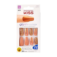 Conjunto Kiss Glam Fantasy: 28 uñas listas para aplicar rápidamente.