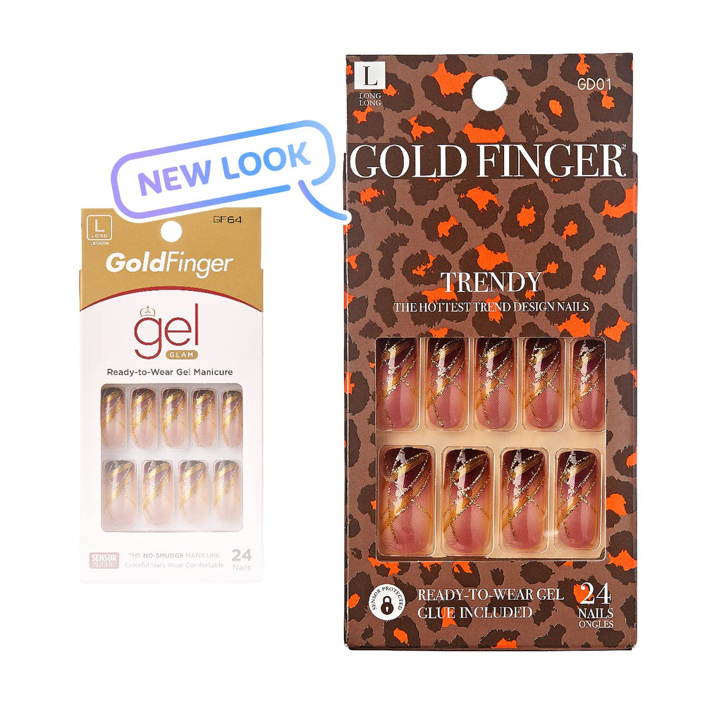 Kit de 24 uñas de diseño KISS Gel Glam para múltiples looks