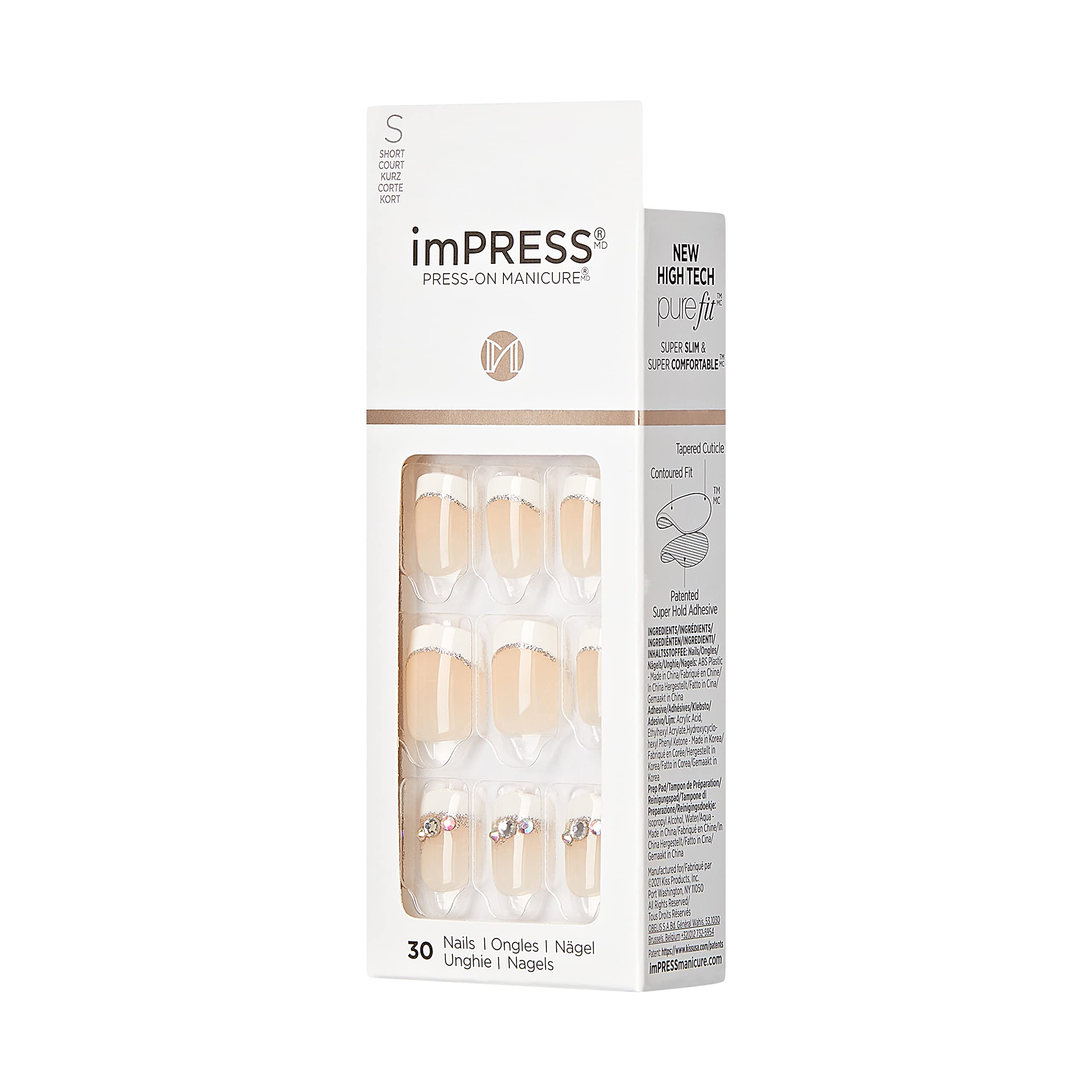 KISS imPRESS estilo-corto-cuadrado: manicura lista en minutos.