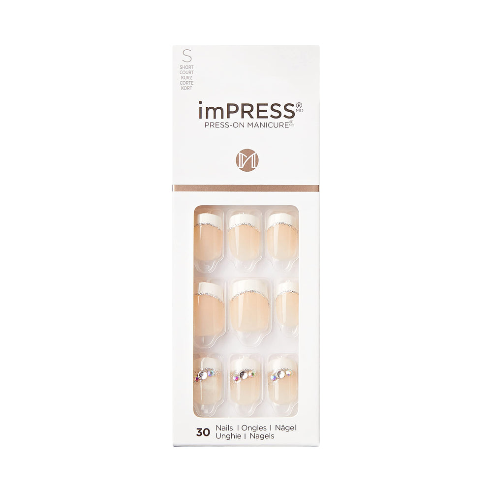 KISS imPRESS set-30-uñas: acabado natural y práctico para casa.