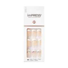 KISS imPRESS set-30-uñas: acabado natural y práctico para casa.