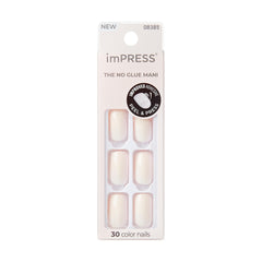 KISS ImPRESS uñas postizas media squoval en blanco puro para un acabado liso y elegante