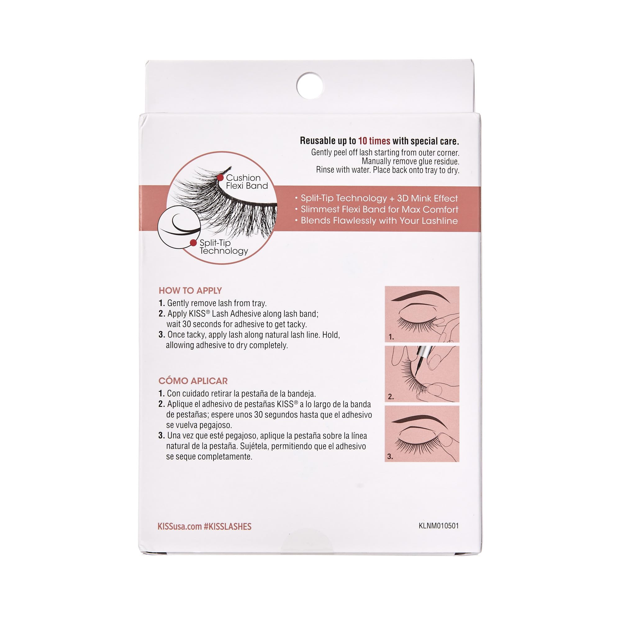 KISS Lash Couture Naked Drama Ruffle, aplicación paso a paso para principiantes.