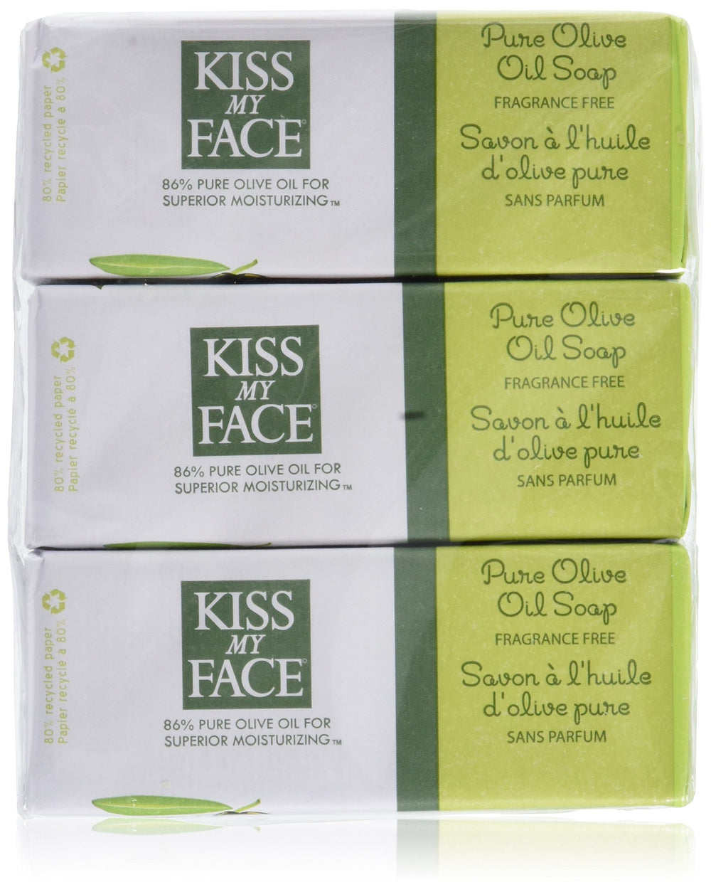 Kiss My Face Jabón en Barra con aceite de oliva puro para hidratación diaria
