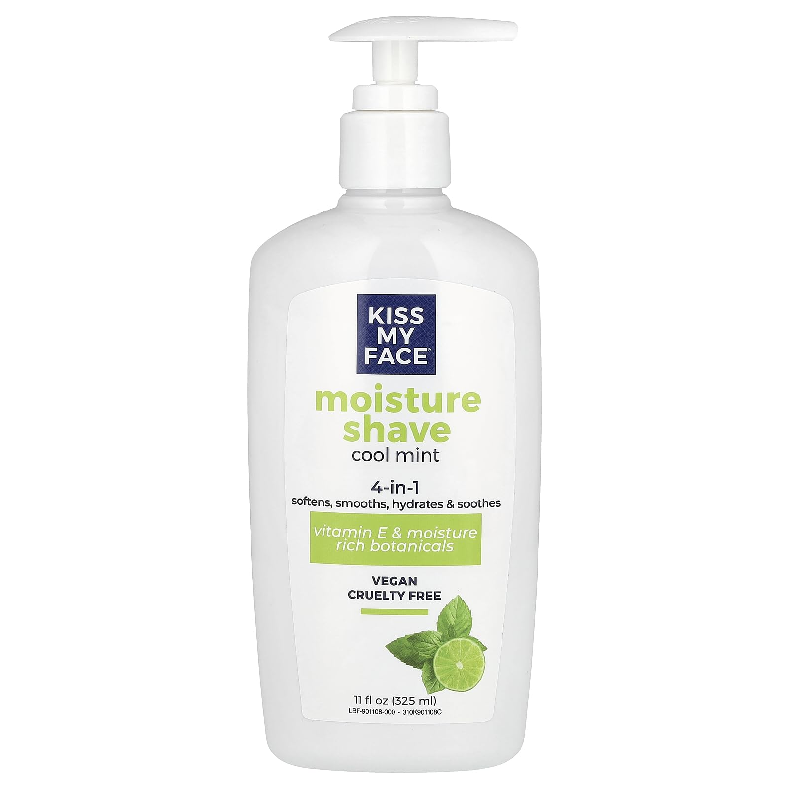 Kiss My Face Moisture Shave en botella de 11 oz, aroma cítrico de lima para uso diario.