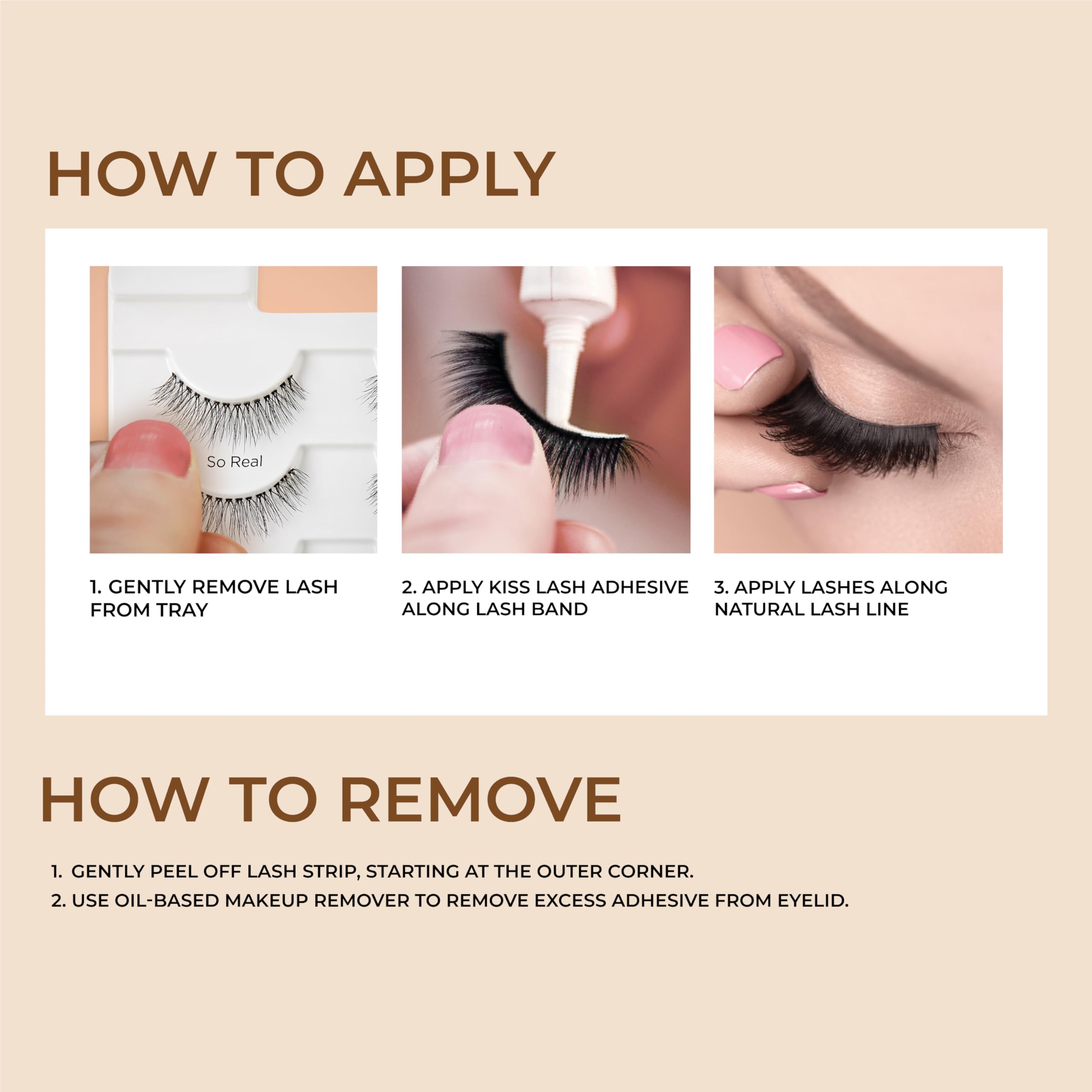 Pestañas reutilizables de KISS My Lash Bare Affair para variedad de looks.