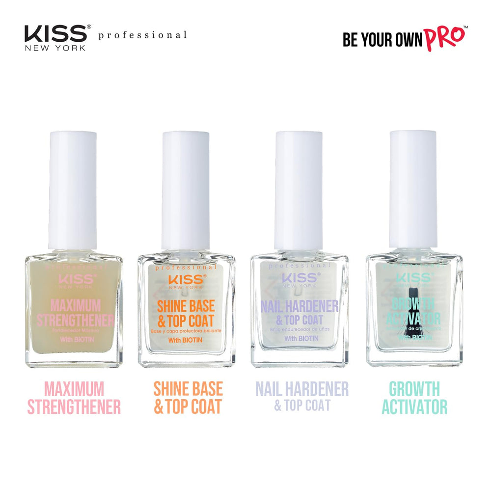 Kiss New York Esmalte compatible, no altera el color durante la reparación.