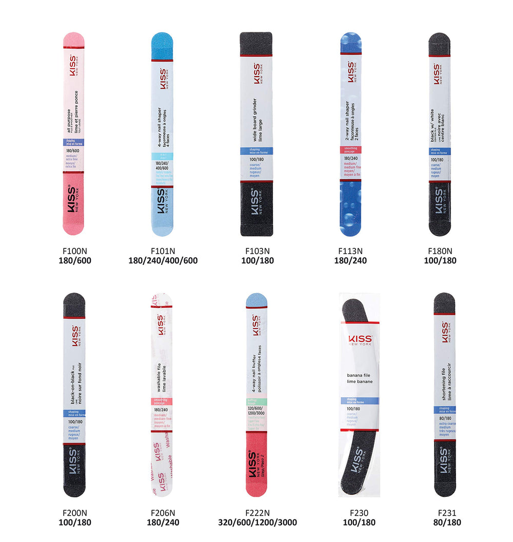 KISS pack de 12 limas para cuidado completo de uñas