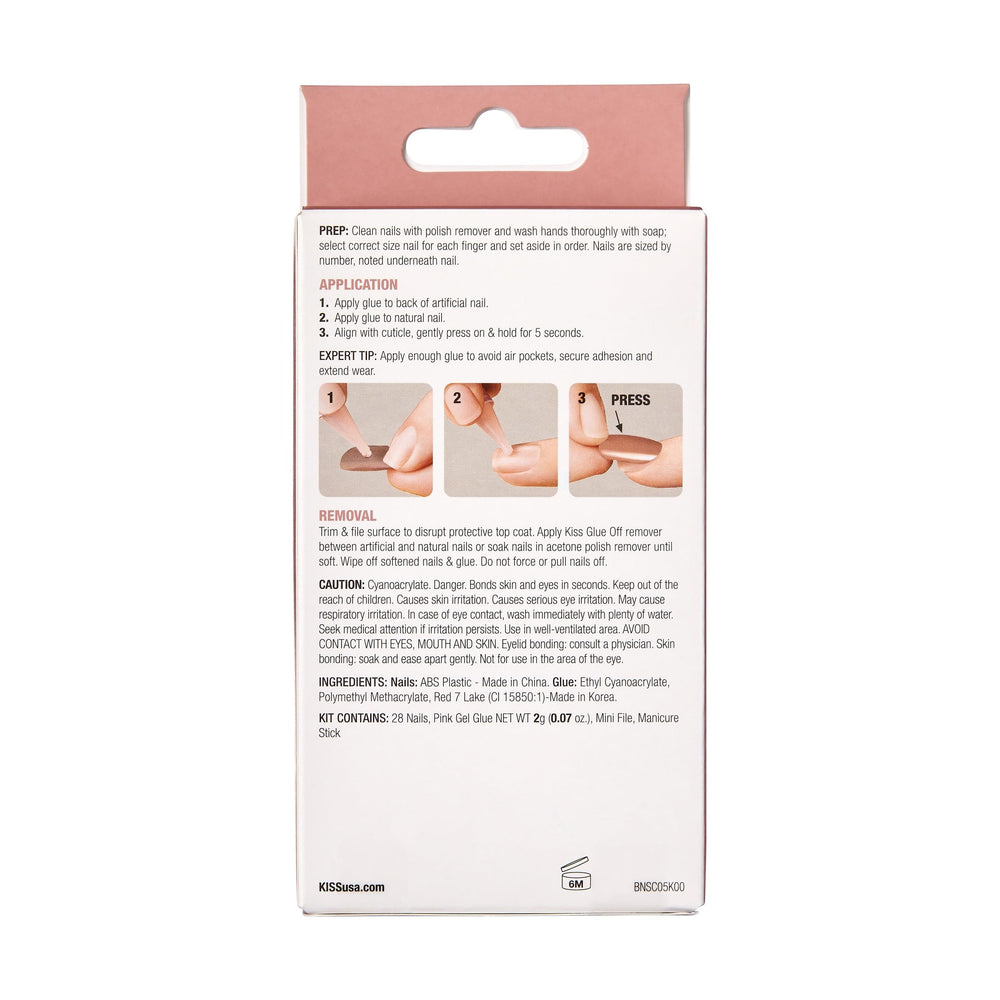 KISS Pegamento gel rosado de 2 g para fijar las uñas con facilidad.
